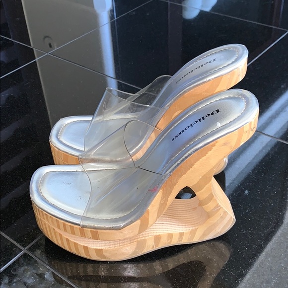 clear wedge heels size 11